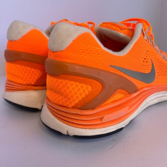 Size 13 Nike Men's Lunarglide 4 Fluorescent Orange Athletic Shoes. No insole - Picture 6 of 15